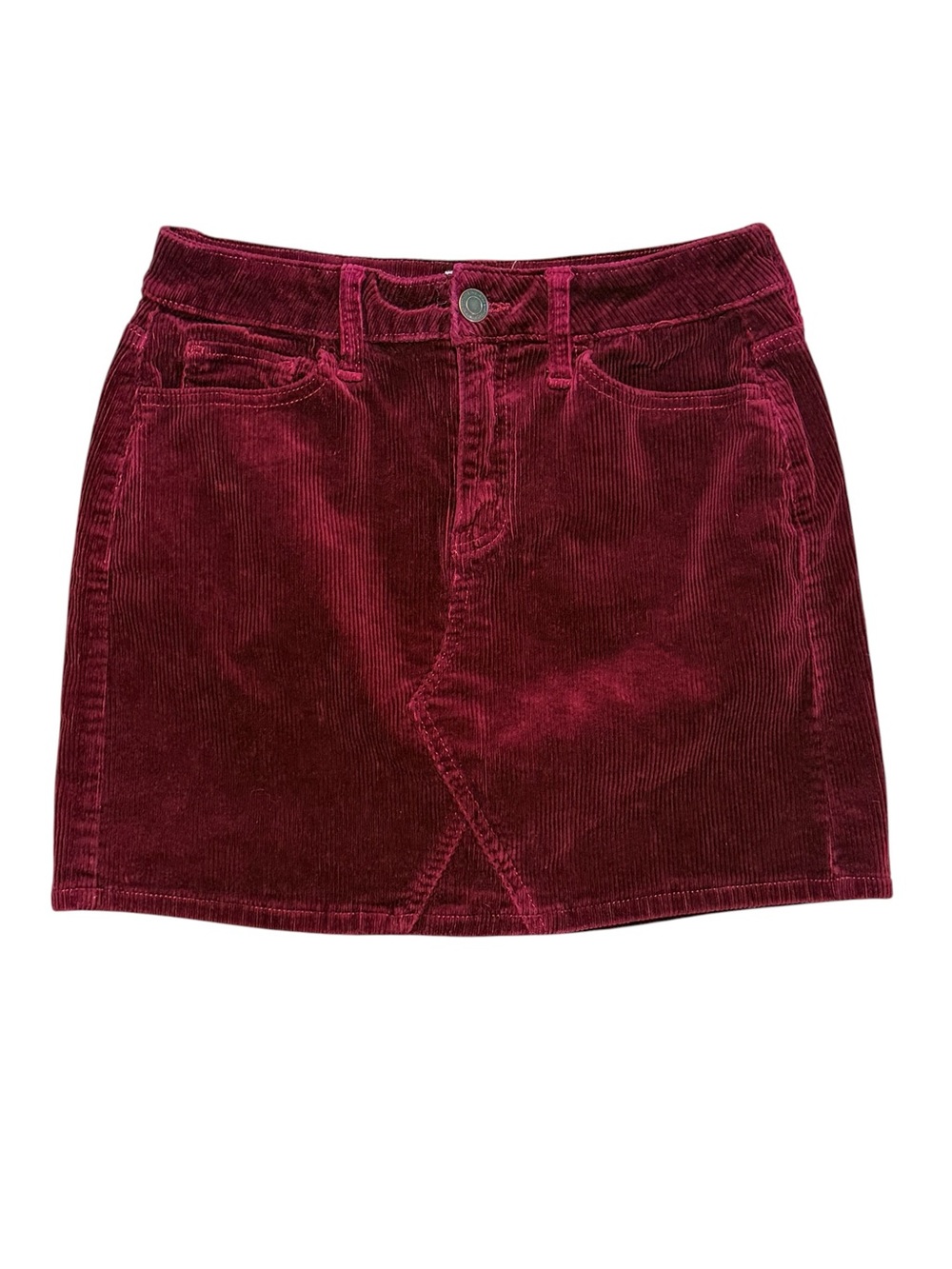 SO Burgundy Corduroy Mini Skirt Size 9/29W Stretch Cotton Y2K - Picture 2 of 10